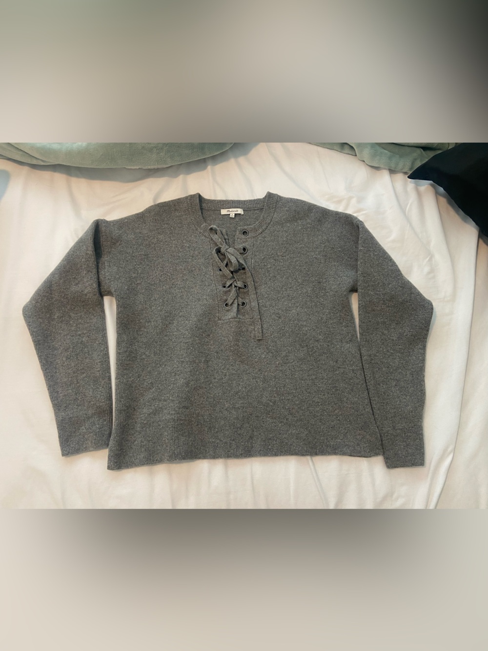 Madewell Lace-Up Gray Women's Sweater